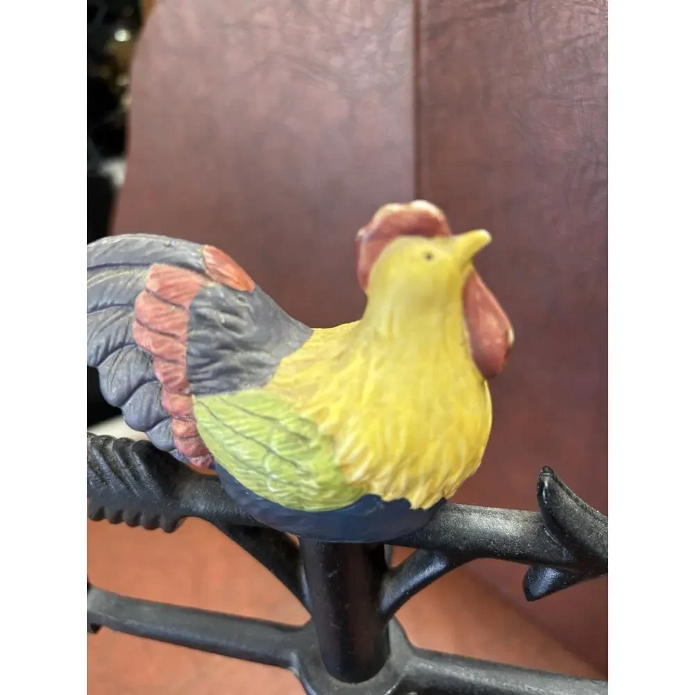Wrought Iron Vintage Hen Weather Vane Mug Holder Tree
